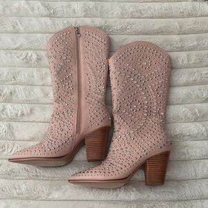 Pink Studded Western Boots